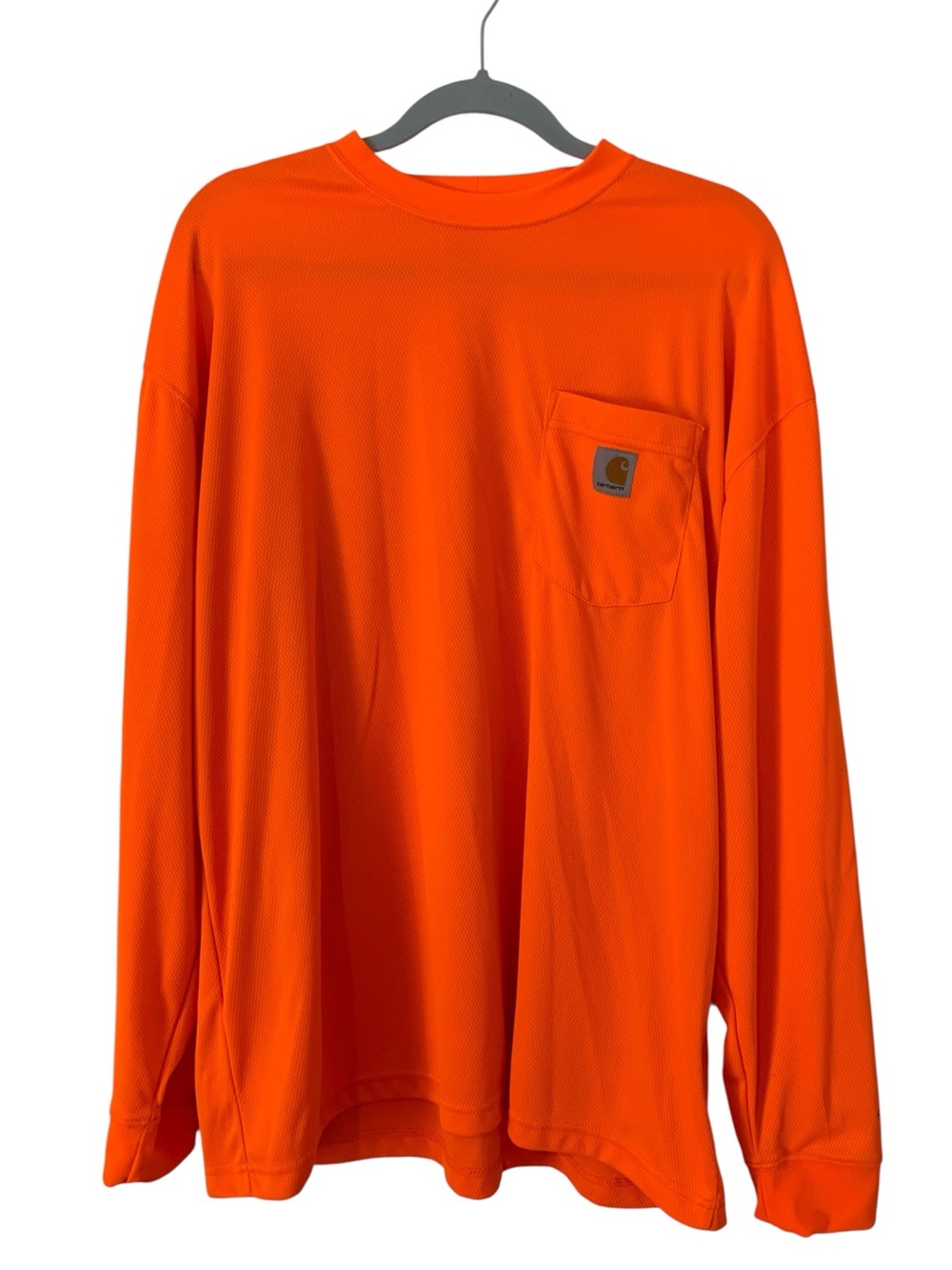 Carhartt Force Bright Orange Long Sleeve Pocket Tee Work Shirt XL